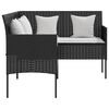 vidaXL L-shaped Couch Sofa with Cushions Poly Rattan Black
