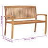 vidaXL Stacking Garden Bench with Cushion 128.5 cm Solid Teak Wood