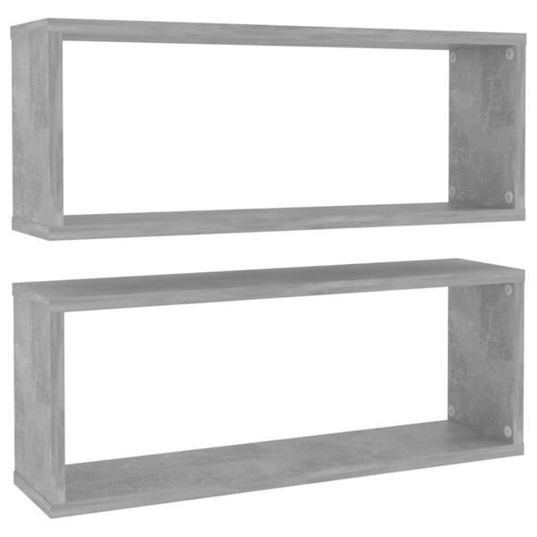 vidaXL Wall Cube Shelf 2 pcs Concrete Grey 60x15x23 cm Engineered Wood