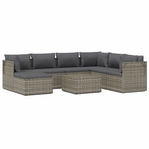 vidaXL 8 Piece Garden Lounge Set with Cushions Grey Poly Rattan