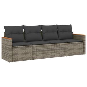 vidaXL 4 Piece Garden Sofa Set with Cushions Grey Poly Rattan