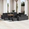 vidaXL Garden Sofa Set with Cushion 13 pcs Black Poly Rattan