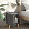 vidaXL Bed Cabinet with Solid Wood Legs High Gloss Grey 40x30x50 cm