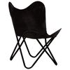 vidaXL Butterfly Chair Black Kids Size Real Leather