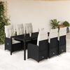 vidaXL 7 Piece Garden Bistro Set with Cushions Black Poly Rattan