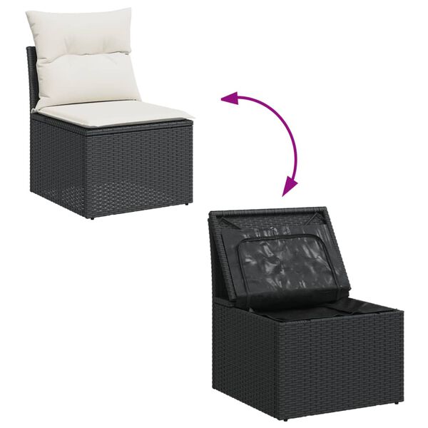 vidaXL 6 Piece Garden Sofa Set with Cushions Black Poly Rattan