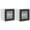 vidaXL Wall Glass Cabinet PORTO 2 pcs Black Engineered Wood