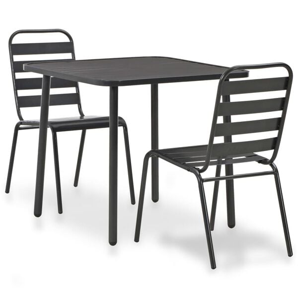 vidaXL 3 Piece Bistro Set Steel Dark Grey