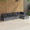 vidaXL 5 Piece Garden Lounge Set with Cushions Poly Rattan Grey