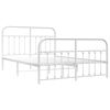 vidaXL Metal Bed Frame without Mattress with Footboard White 135x190cm