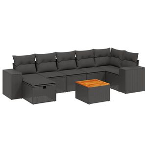 vidaXL 8 Piece Garden Sofa Set with Cushions Black Poly Rattan