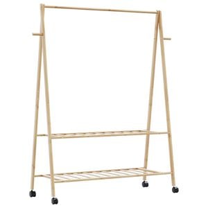 vidaXL Clothes Rack with Shelves and Wheels 132x45,5x155,5 cm Bamboo