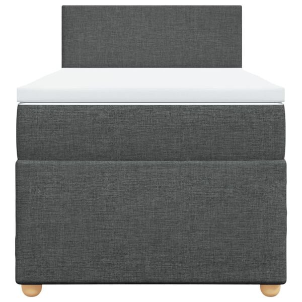 vidaXL Box Spring Bed with Mattress Dark Grey King Single Fabric