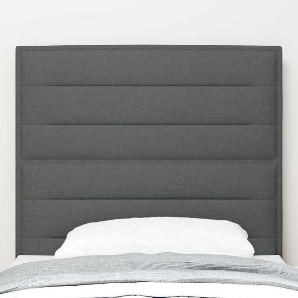 vidaXL LED Headboard with LED Strip Lights Dark Grey 80 cm Polyester