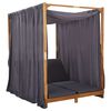 vidaXL Double Sun Lounger with Curtains & Cushions Solid Acacia Wood