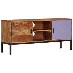 vidaXL TV Cabinet Honey Brown and Grey 110x30x50 cm Solid Wood Acacia
