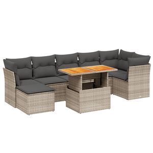 vidaXL 8 Piece Garden Sofa Set with Cushions Grey Poly Rattan