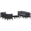 vidaXL 7 Piece Garden Lounge Set with Anthracite Cushions Pinewood