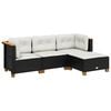 vidaXL 4 Piece Garden Sofa Set with Cushions Black Poly Rattan