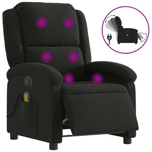 vidaXL Electric Massage Recliner Chair Black Fabric