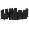 vidaXL Garden Dining Set with Cushion 9 pcs Black Poly Rattan