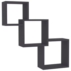 vidaXL Wall Shelf | Grey | Engineered Wood | Medium | Decorative Inlays