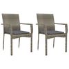 vidaXL 3 Piece Garden Dining Set with Cushions Black and Grey Poly Rattan
