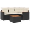 vidaXL 5 Piece Garden Sofa Set with Cushions Black Poly Rattan