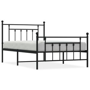 vidaXL Metal Bed Frame without Mattress with Footboard Black 107x203cm