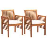 vidaXL Garden Dining Chairs with Cushions 2 pcs Solid Acacia Wood
