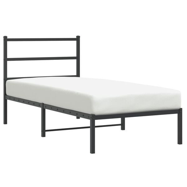 vidaXL Metal Bed Frame without Mattress with Headboard Black 90x190cm