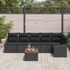 vidaXL Garden Sofa Set with Cushion 7 pcs Black Poly Rattan