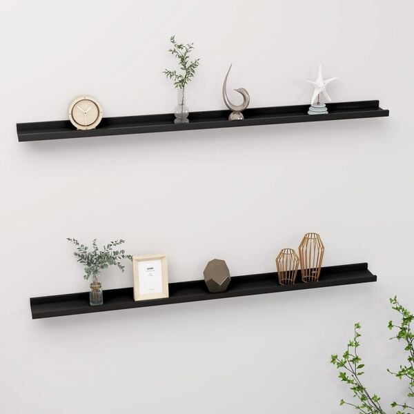 vidaXL Wall Shelves 2 pcs Black 115x9x3 cm