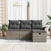 vidaXL Garden Sofa Set with Cushion 4 pcs Grey Poly Rattan