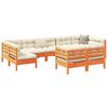 vidaXL 9 Piece Garden Sofa Set with Cushions Wax Brown Solid Wood Pine