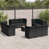 vidaXL 13 Piece Garden Sofa Set with Cushions Black Poly Rattan