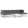 vidaXL 7 Piece Garden Lounge Set with Cushions White Solid Wood