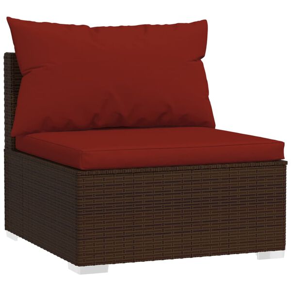 vidaXL 11 Piece Garden Lounge Set with Cushions Brown Poly Rattan