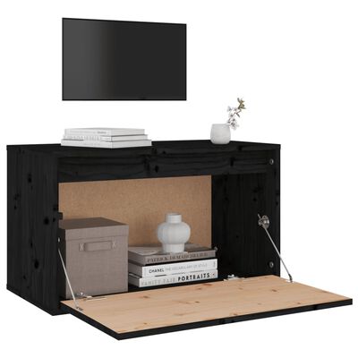 vidaXL Wall Cabinet Black 60x30x35 cm Solid Pinewood