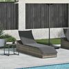 vidaXL Folding Sun Lounger with Cushion and Storage Grey Poly Rattan