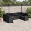 vidaXL 9 Piece Garden Sofa Set with Cushions Black Poly Rattan