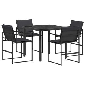 vidaXL Garden Dining Set 5 pcs Black and Dark Grey Textilene and Steel