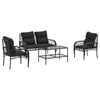 vidaXL 4 Piece Garden Sofa Set with Cushions Black Poly Rattan