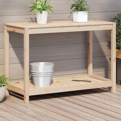 vidaXL Potting Table with Shelf 108x50x75 cm Solid Wood Pine