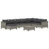 vidaXL 9 Piece Garden Lounge Set with Cushions Grey Poly Rattan