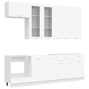 vidaXL Kitchen Unit LYON 8 pcs White Engineered Wood