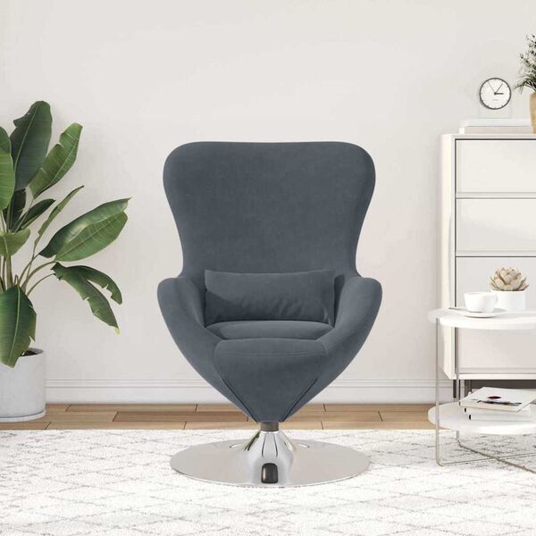vidaXL Egg Chair Dark Grey 63 x 73 x 90 cm Velvet