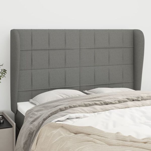 vidaXL Headboard with Ears Dark Grey 147 cm Fabric