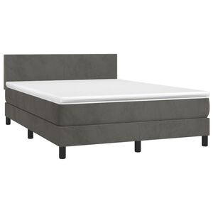 vidaXL Box Spring Bed with Mattress&LED Dark Grey 153x203 cm Queen Size Velvet