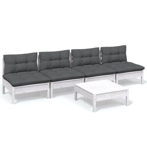 vidaXL 5 Piece Garden Lounge Set with Anthracite Cushions Pinewood